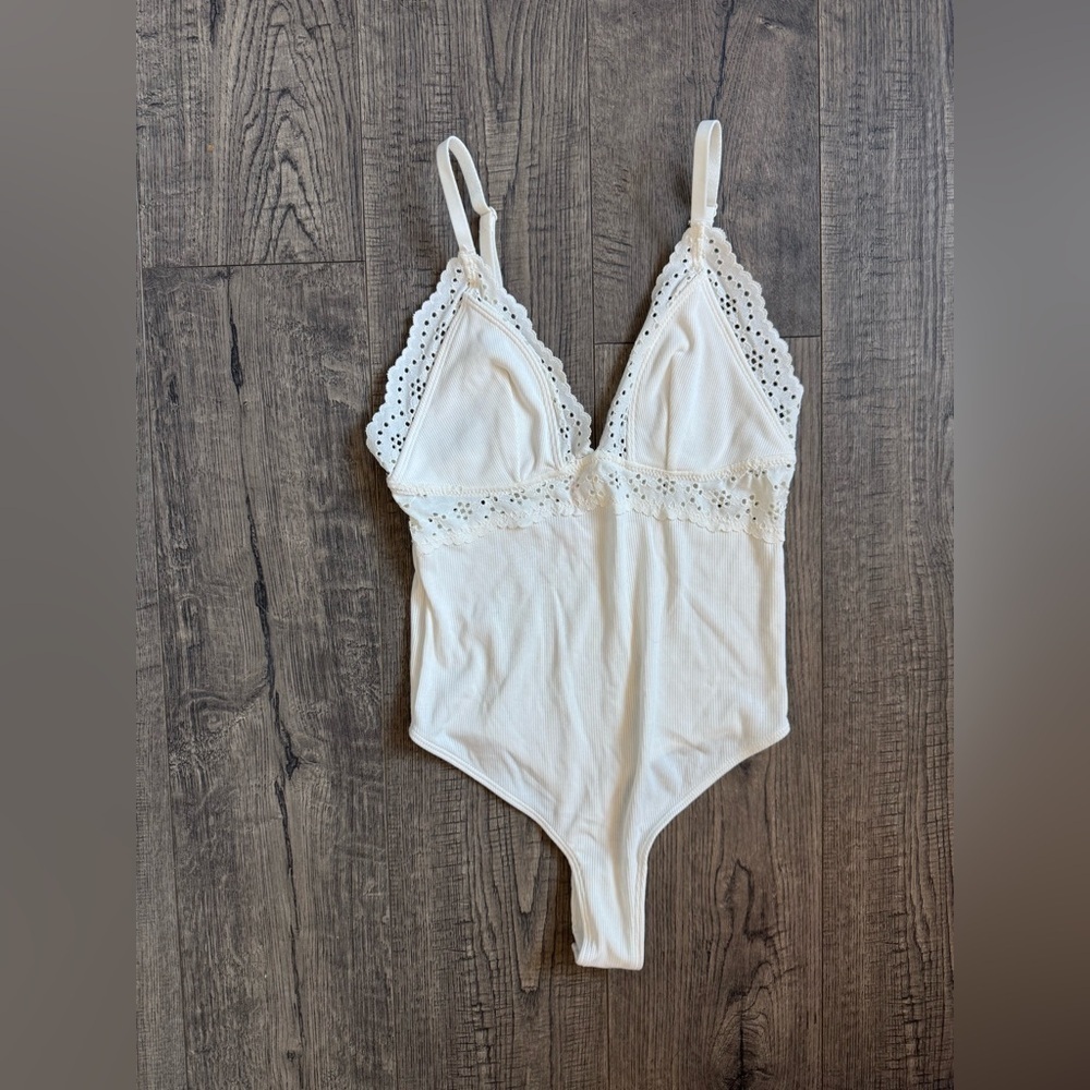 Coolsie White Eyelet Lace Bodysuit